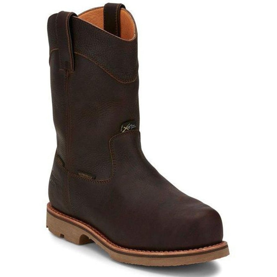 Men'S Chippewa | Chippewa Men'S Serious+ 10" Comp Toe Wp Metguard Pull-On Work Boot- 72331 Brown