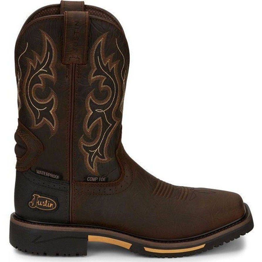 Men'S Justin | Justin Men'S Joist 11" Comp Toe Western Work Boot Se4625 Brown