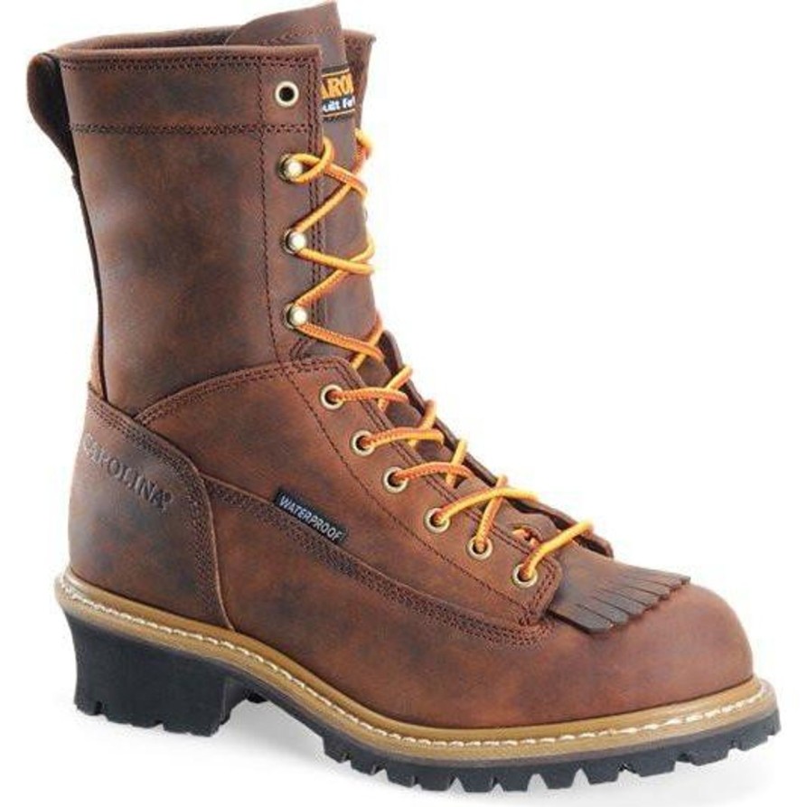 Men'S Carolina | Carolina Men'S Spruce 8" Wp Lace-To-Toe Logger Work Boot, Ca8824 Brown