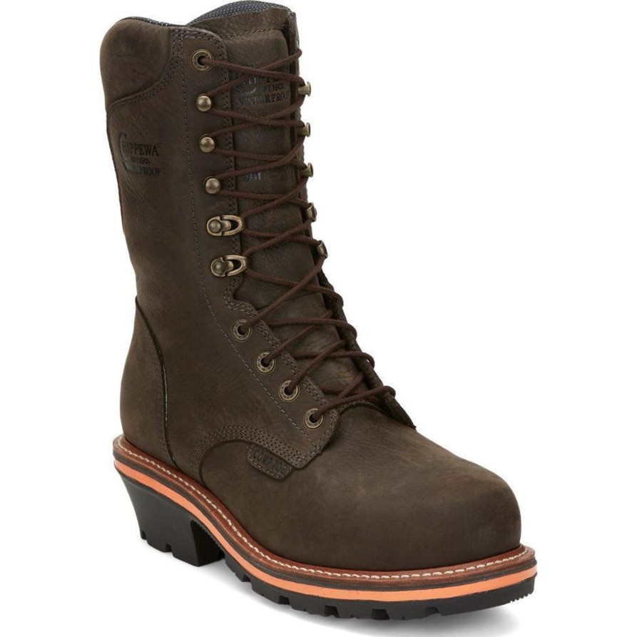 Men'S Chippewa | Chippewa Men'S Thunderstruck 10" Nano Comp Toe Work Boot Brown- Th1031 Dark Brown