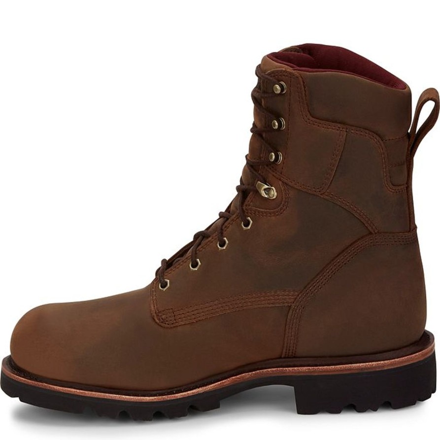 Men'S Chippewa | Chippewa Men'S 8" Steel Toe 400G Ins Wp Work Boot 59330 Brown