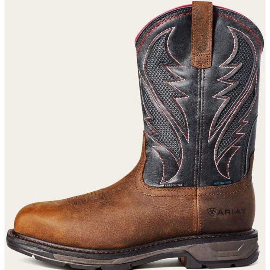 Men'S Ariat | Ariat Men'S Workhog Xt Ventek Carbon Toe Western Work Boot 10036005 Brown