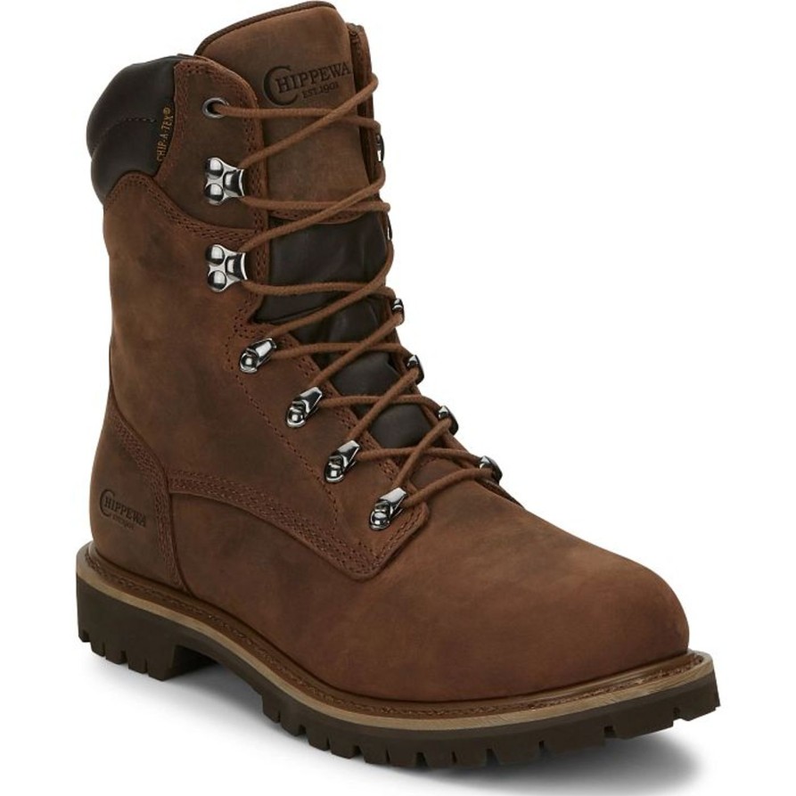 Men'S Chippewa | Chippewa Men'S Birkhead 8" Soft Toe Wp 400G Ins Lace-Up Work Boot - 55068 Brown