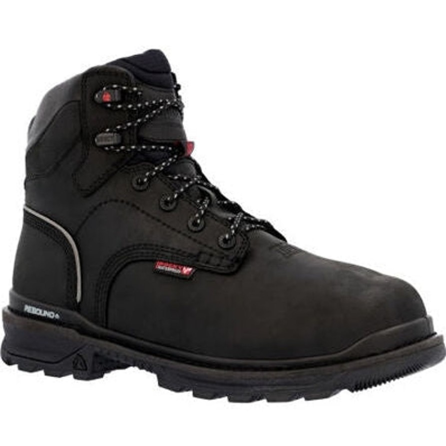 Men'S Rocky | Rocky Men'S Rams Horn 9" Wp Comp Toe Met Guard Work Boot Rkk0393 Black