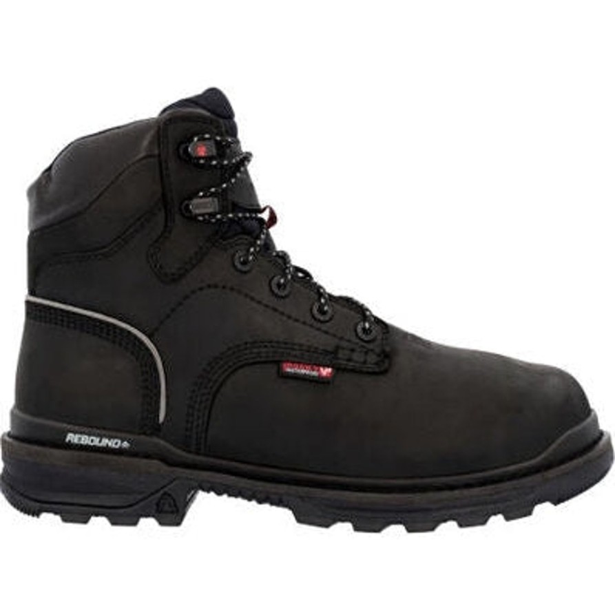 Men'S Rocky | Rocky Men'S Rams Horn 9" Wp Comp Toe Met Guard Work Boot Rkk0393 Black