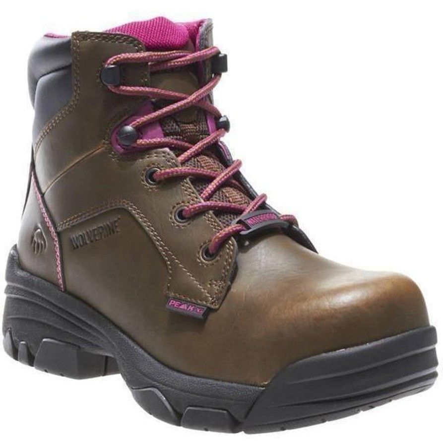 Women'S Wolverine | Wolverine Women'S Merlin 6" Comp Toe Wp Eh Work Boot W10383 Brown