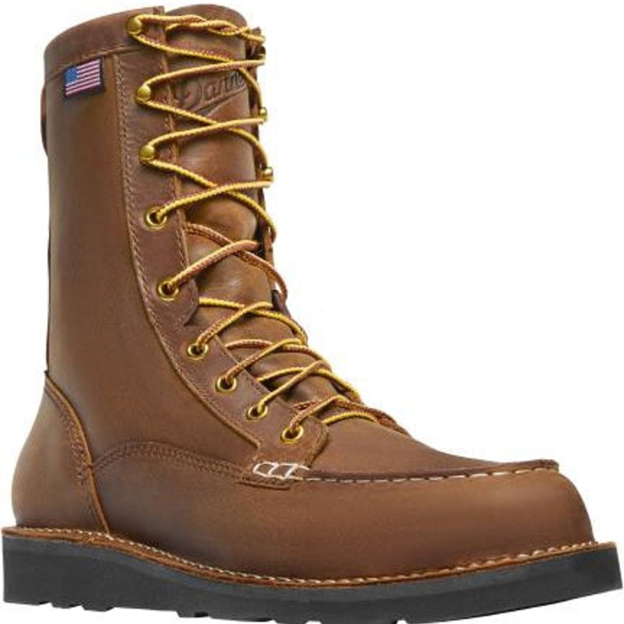 Men'S Danner | Danner Men'S Bull Run 8" Moc Toe Usa Made Black Wedge Work Boot- 15584 Tobacco