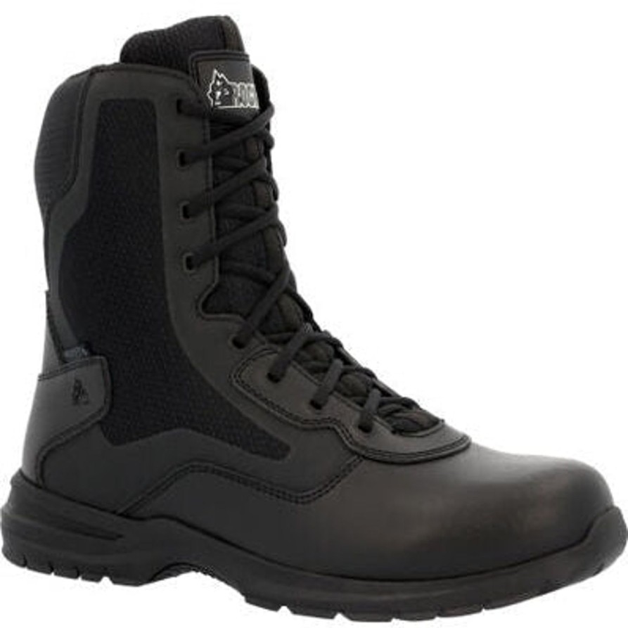 Men'S Rocky | Rocky Men'S Cadet 8" Side Zip Public Service Duty Boot Rkd0102 Black