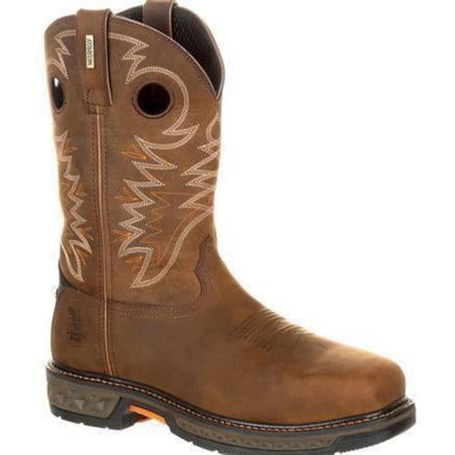 Men'S Georgia | Georgia Men'S Carbo-Tec 11" Lt Alloy Toe Wp Pull-On Western Work Boot Gb00224 Brown