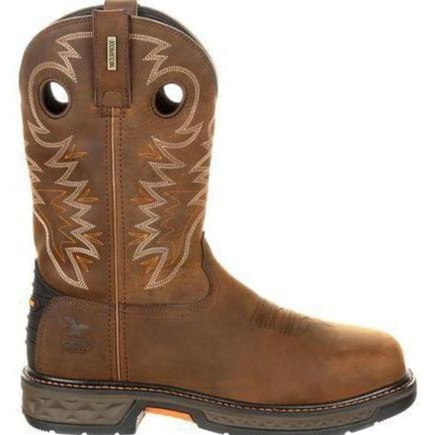 Men'S Georgia | Georgia Men'S Carbo-Tec 11" Lt Alloy Toe Wp Pull-On Western Work Boot Gb00224 Brown