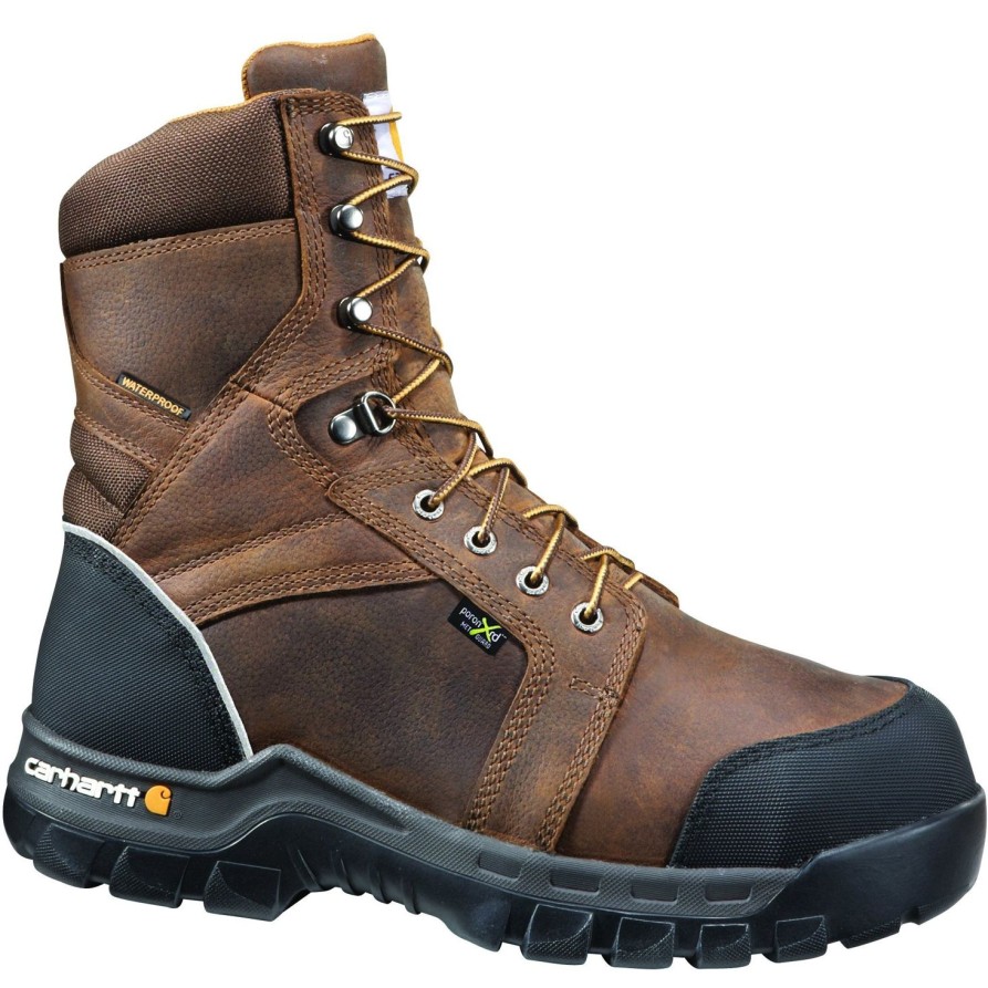 Men'S Carhartt | Carhartt Men'S 8" Comp Toe Metguard Wp Work Boot Cmf8720 Brown