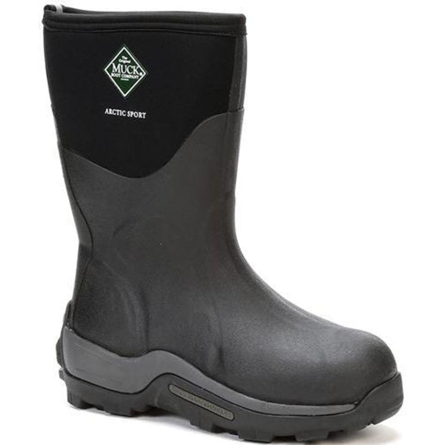 Men'S Muck | Muck Men'S Arctic Sport Mid Waterproof Rubber Work Boot Asm-000A Black