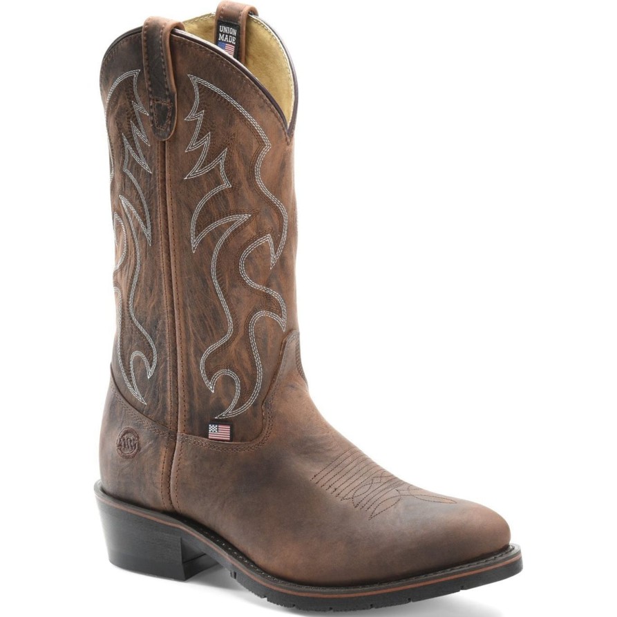 Men'S Double H | Double H Men'S Robert 12" Soft Toe Usa Made Ag7 Western Work Boot 3282 Brown