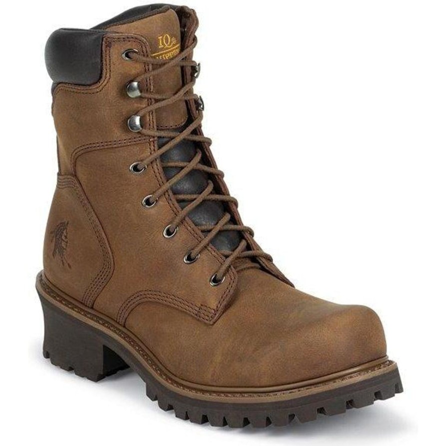 Men'S Chippewa | Chippewa Men'S Hador 8" Steel Toe Wp 400G Ins Logger Work Boot - 55025 Brown