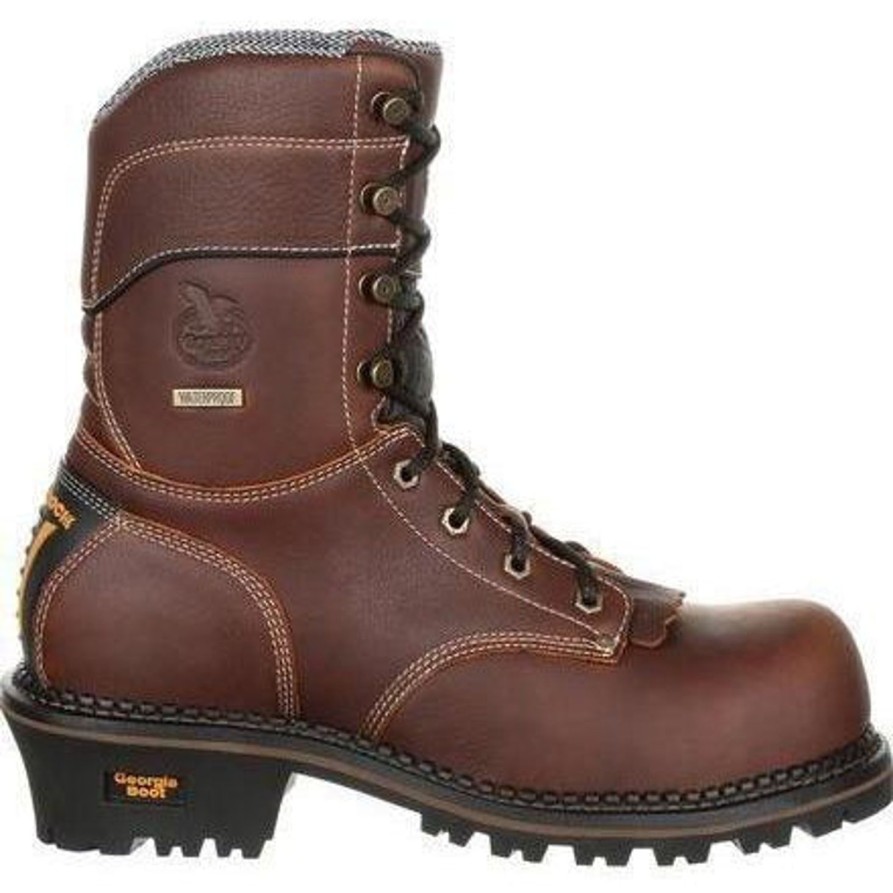 Men'S Georgia | Georgia Men'S Amp Lt Logger Comp Toe Wp Work Boot Gb00236 Brown