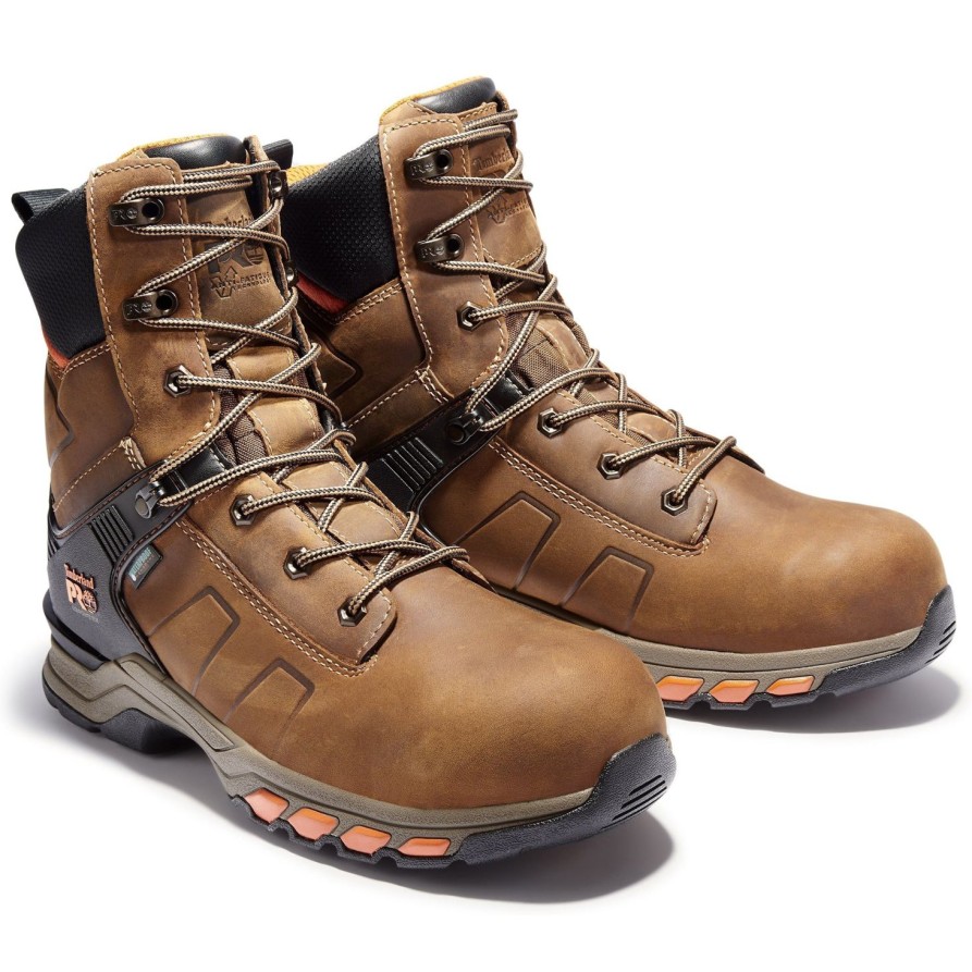 Men'S Timberland Pro | Timberland Pro Men'S Hypercharge 8" Comp Toe Wp Work Boot - Tb0A1Kq2214 Brown