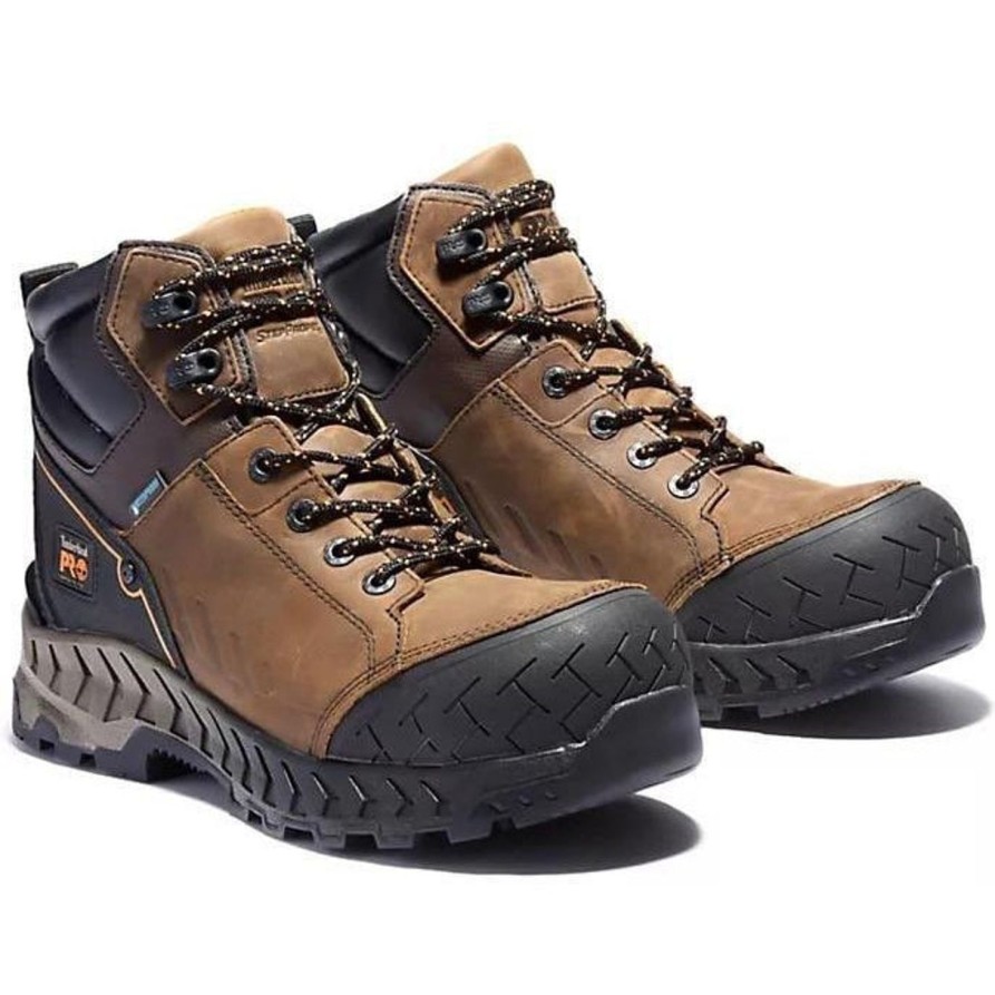 Men'S Timberland Pro | Timberland Pro Men'S Work Summit 6" Comp Toe Wp Work Boot- Tb0A225Q214 Brown