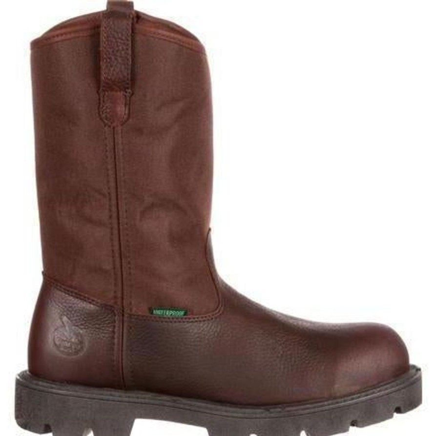 Men'S Georgia | Georgia Men'S Homeland Stl Toe Wp Wellington Work Boot G111 Brown