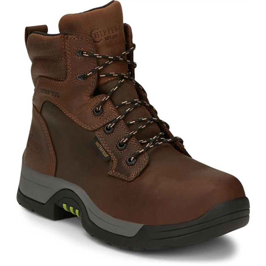 Men'S Chippewa | Chippewa Men'Sfabricator 6" Comp Toe Wp Work Boot 31001 Brown