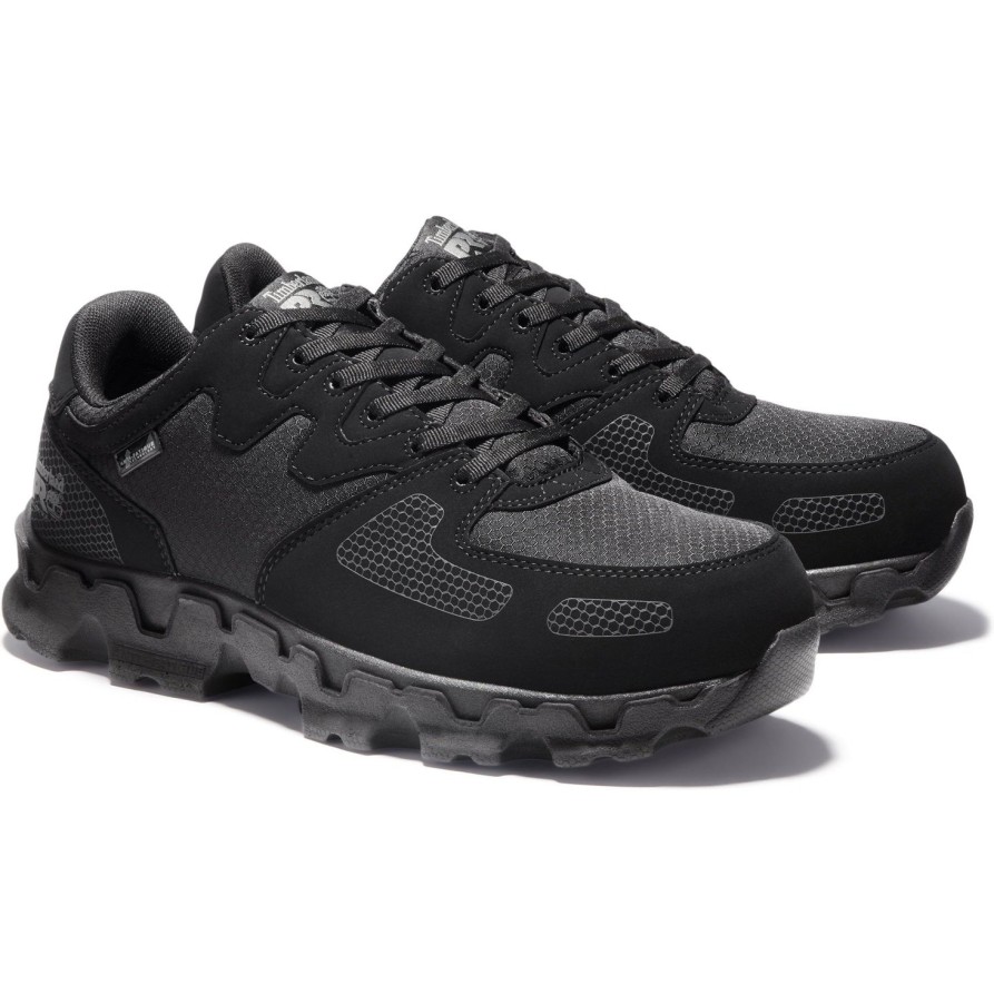 Men'S Timberland Pro | Timberland Pro Men'S Powertrain Alloy Toe Sd+ Work Shoe - Tb0A16Nn001 Black Synthetic Nylon