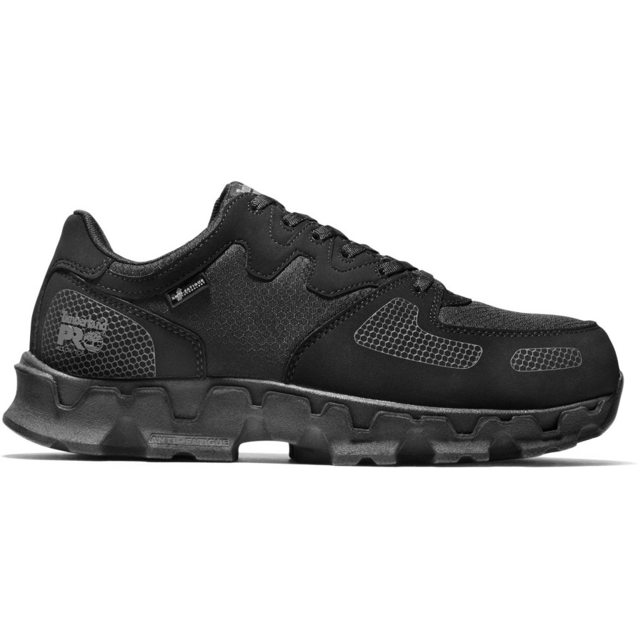 Men'S Timberland Pro | Timberland Pro Men'S Powertrain Alloy Toe Sd+ Work Shoe - Tb0A16Nn001 Black Synthetic Nylon