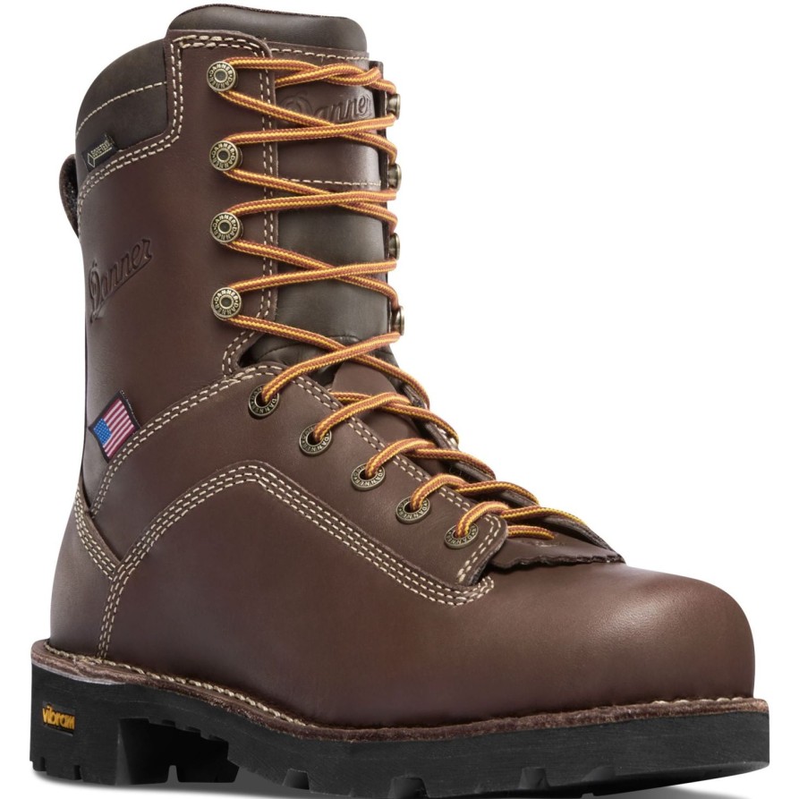 Men'S Danner | Danner Men'S Quarry Usa Made 8" Alloy Toe Wp Work Boot 17307 Brown