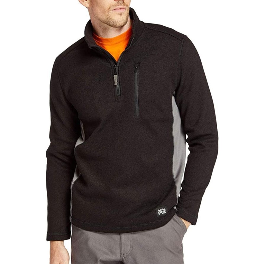 Men'S Timberland Pro | Timberland Pro Men'S Studwall 1/4 Zip Textured Fleece Top Tb0A1Hgk015 Black