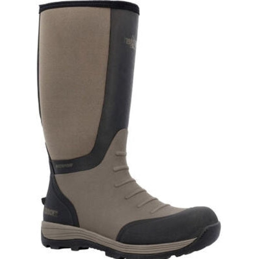 Men'S Rocky | Rocky Men'S Stryker Realtree Clay 16" Wp Pull On Rubber Work Boot Rks0602 Black