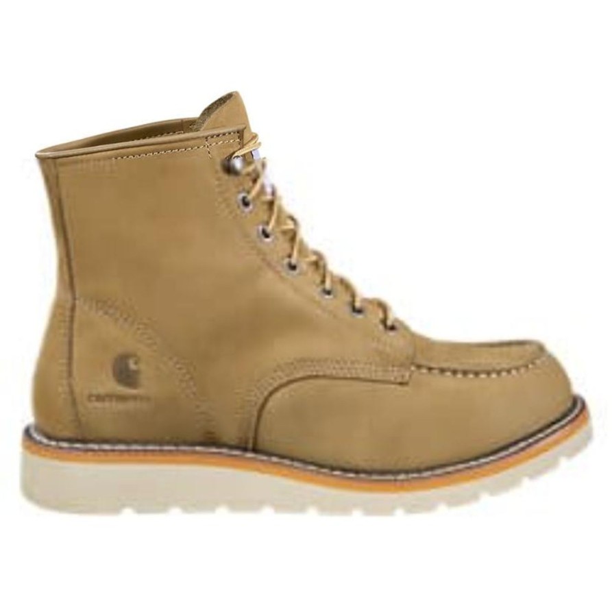 Men'S Carhartt | Carhartt Men'S Moc 6" Soft Toe Wedge Work Boot Fw6077-M Khaki