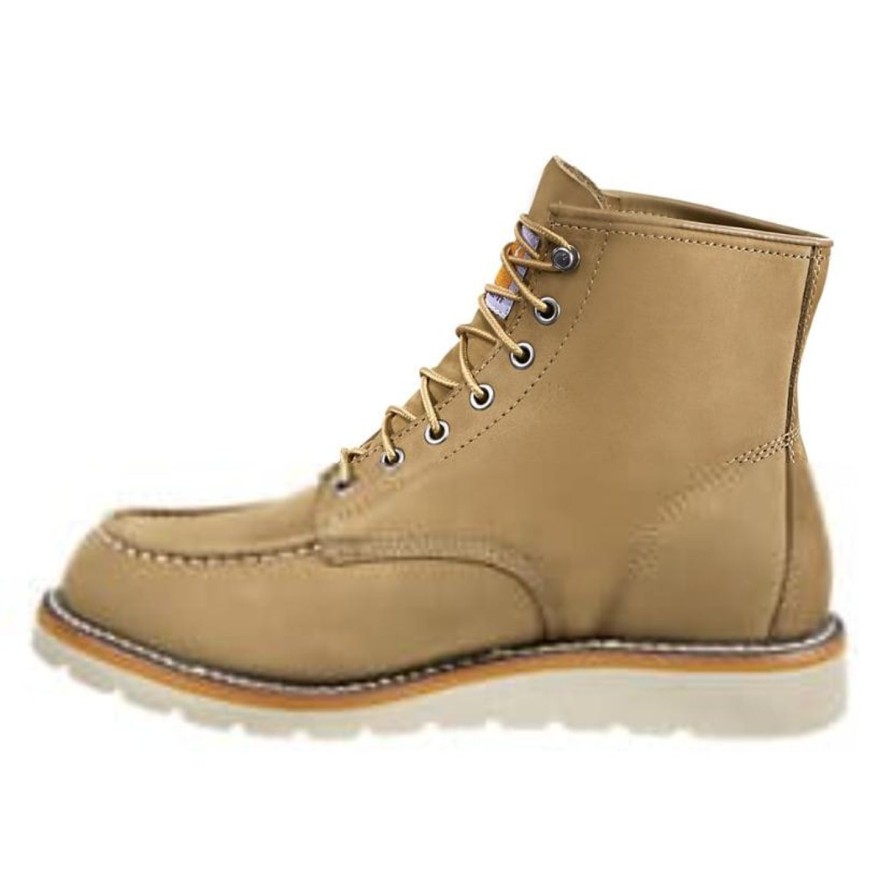 Men'S Carhartt | Carhartt Men'S Moc 6" Soft Toe Wedge Work Boot Fw6077-M Khaki