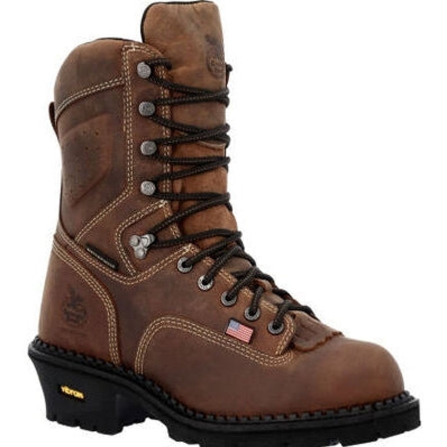 Men'S Georgia | Georgia Men'S Usa Logger 9" Wp Comp Toe Work Boot - Crazy - Gb00540 Brown