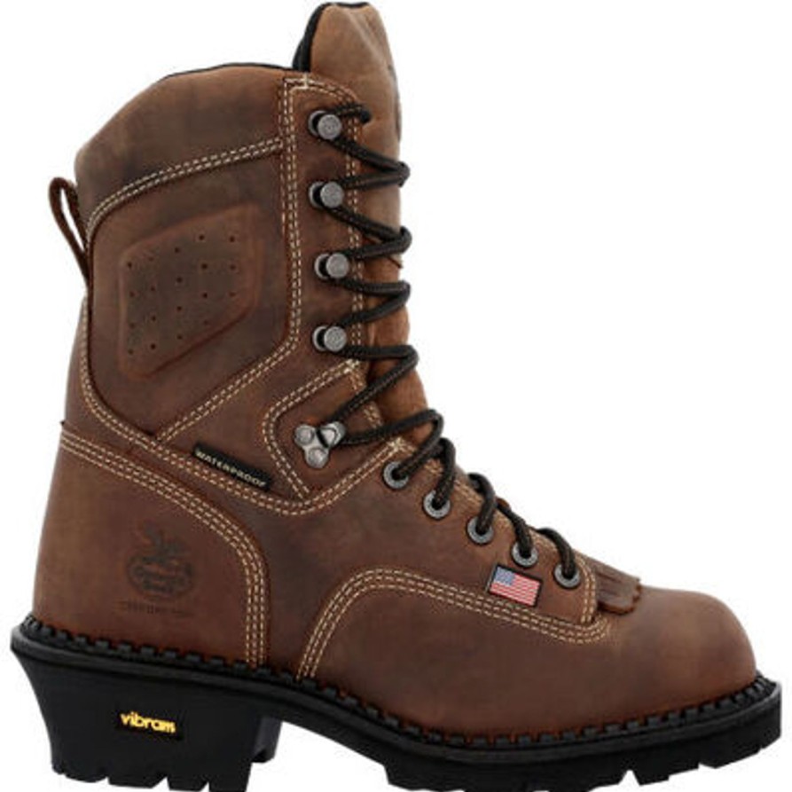 Men'S Georgia | Georgia Men'S Usa Logger 9" Wp Comp Toe Work Boot - Crazy - Gb00540 Brown