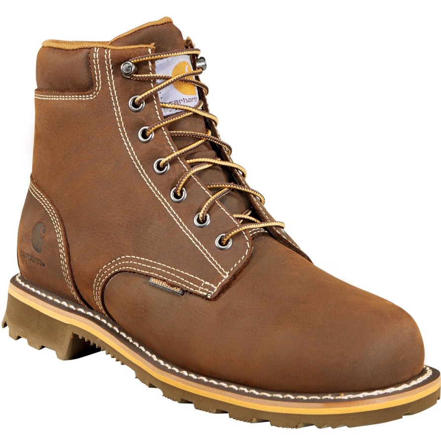 Men'S Carhartt | Carhartt Men'S 6" Soft Toe Waterproof Work Boot Cmw6190 Brown