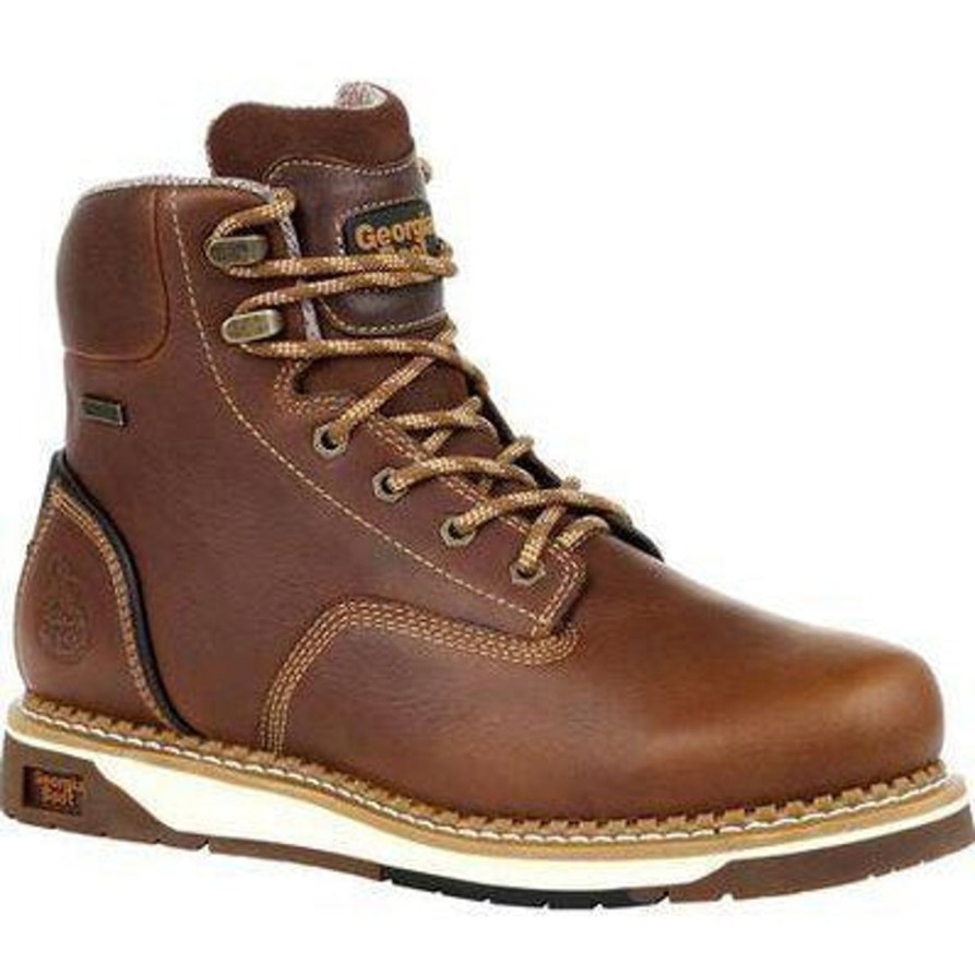 Men'S Georgia | Georgia Men'S Amp Lt Wedge Soft Toe Wp Work Boot Gb00350 Brown