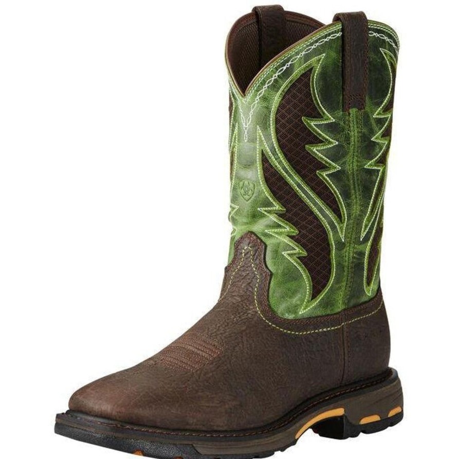 Men'S Ariat | Ariat Men'S Workhog Venttek 11" Wide Comp Toe Western Work Boot - 10020084 Brown