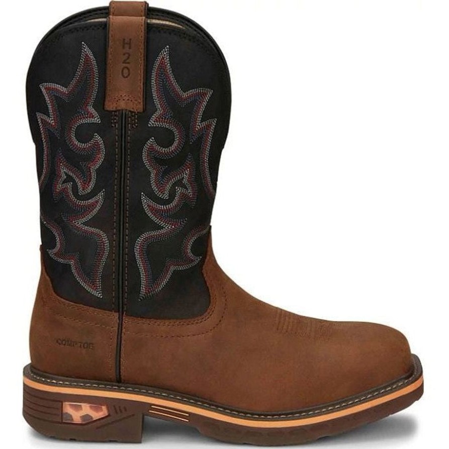 Men'S Justin | Justin Men'S Resistor 11" Nano Comp Toe Western Work Boot Cr4012 Brown