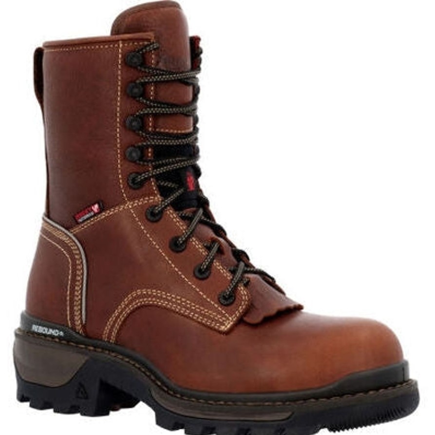 Men'S Rocky | Rocky Men'S Rams Horn 9" Wp Logger Slip Resis Work Boot Rkk0395 Brown