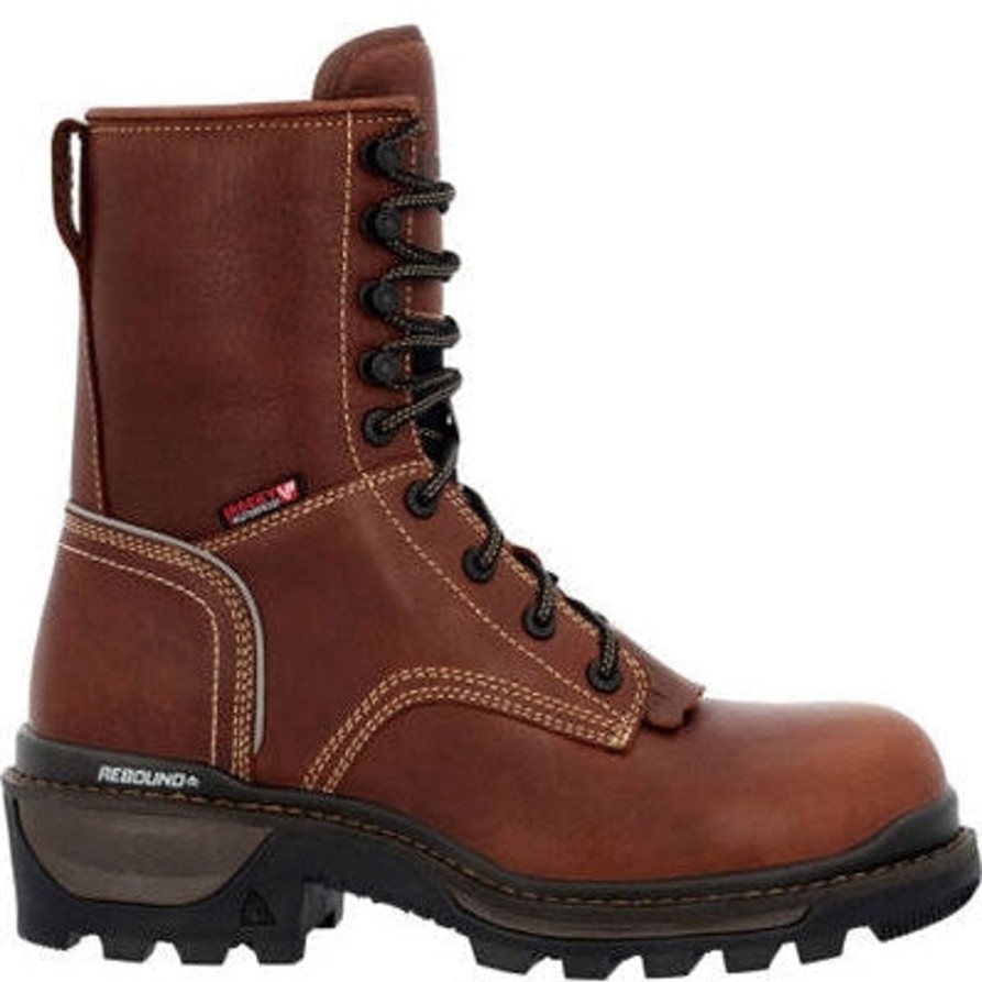 Men'S Rocky | Rocky Men'S Rams Horn 9" Wp Logger Slip Resis Work Boot Rkk0395 Brown