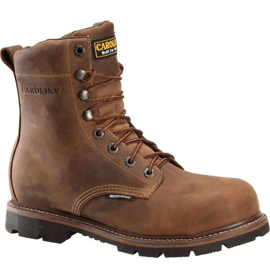 Men'S Carolina | Carolina Men'S Installer 8" Soft Toe Wp Slip Resist Work Boot Ca3057 Brown