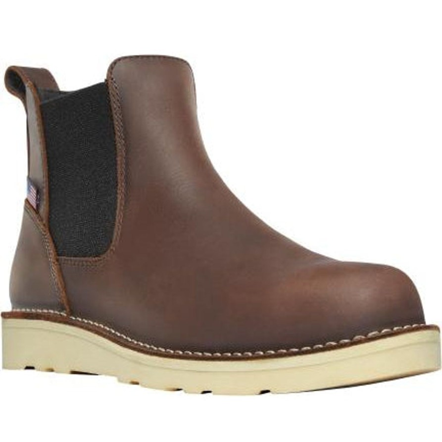 Men'S Danner | Danner Men'S Bull Run Chelsea 6" Soft Toe Usa Made Wedge Work Boot 15481 Brown