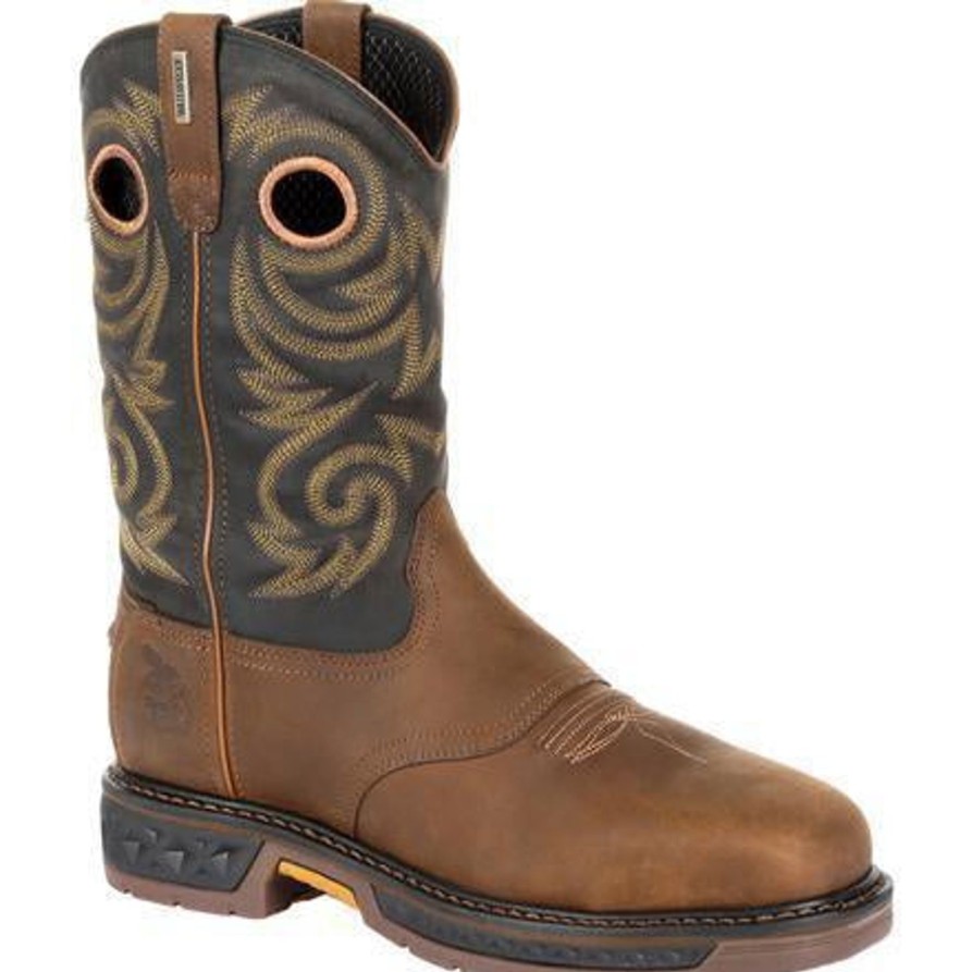 Men'S Georgia | Georgia Men'S Carbo-Tec Lt 11" Stl Toe Wp Western Work Boot Gb00267 Brown