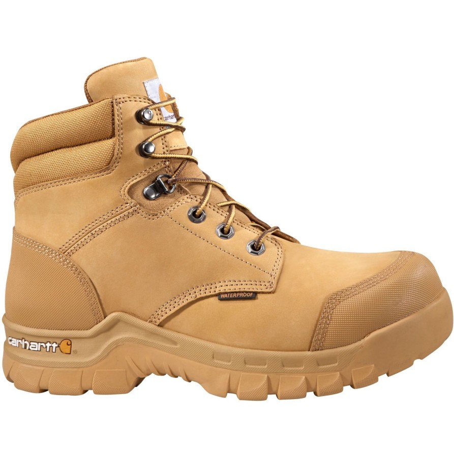 Men'S Carhartt | Carhartt Men'S 6" Rugged Flex Soft Toe Wp Work Boot Cmf6056 Wheat