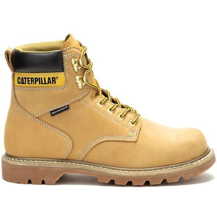 Men'S CAT | Cat Men'S Second Shift Soft Toe Wp Slip Resist Work Boot P51085 Honey