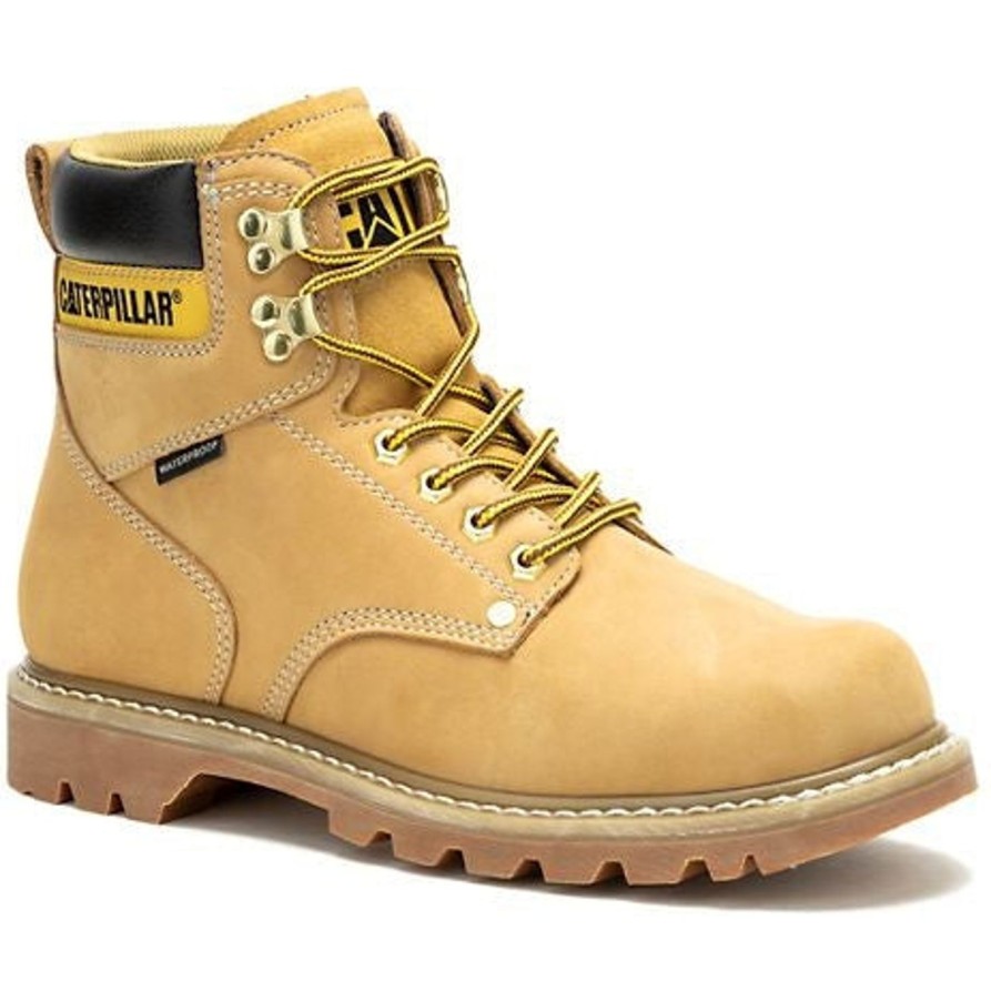 Men'S CAT | Cat Men'S Second Shift Soft Toe Wp Slip Resist Work Boot P51085 Honey