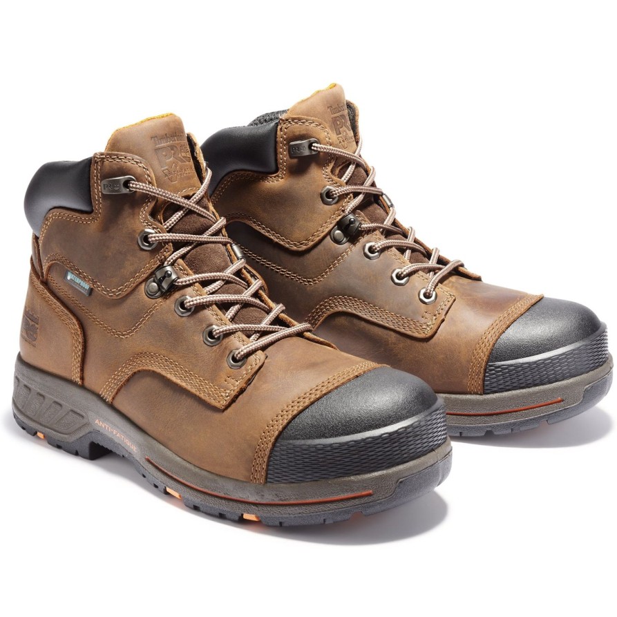 Men'S Timberland Pro | Timberland Pro Men'S Helix 6" Hd Comp Toe Wp Work Boot - Tb0A1Hql214 Brown