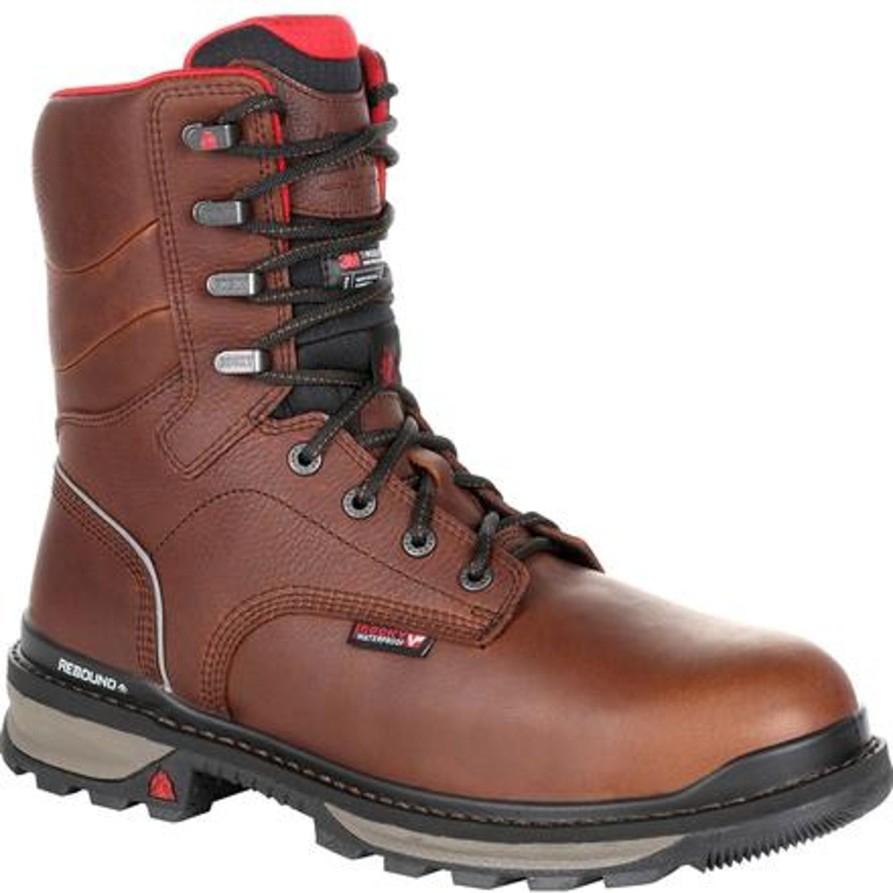 Men'S Rocky | Rocky Men'S Rams Horn 8" Comp Toe Wp Ins Work Boot Rkk0284 Brown