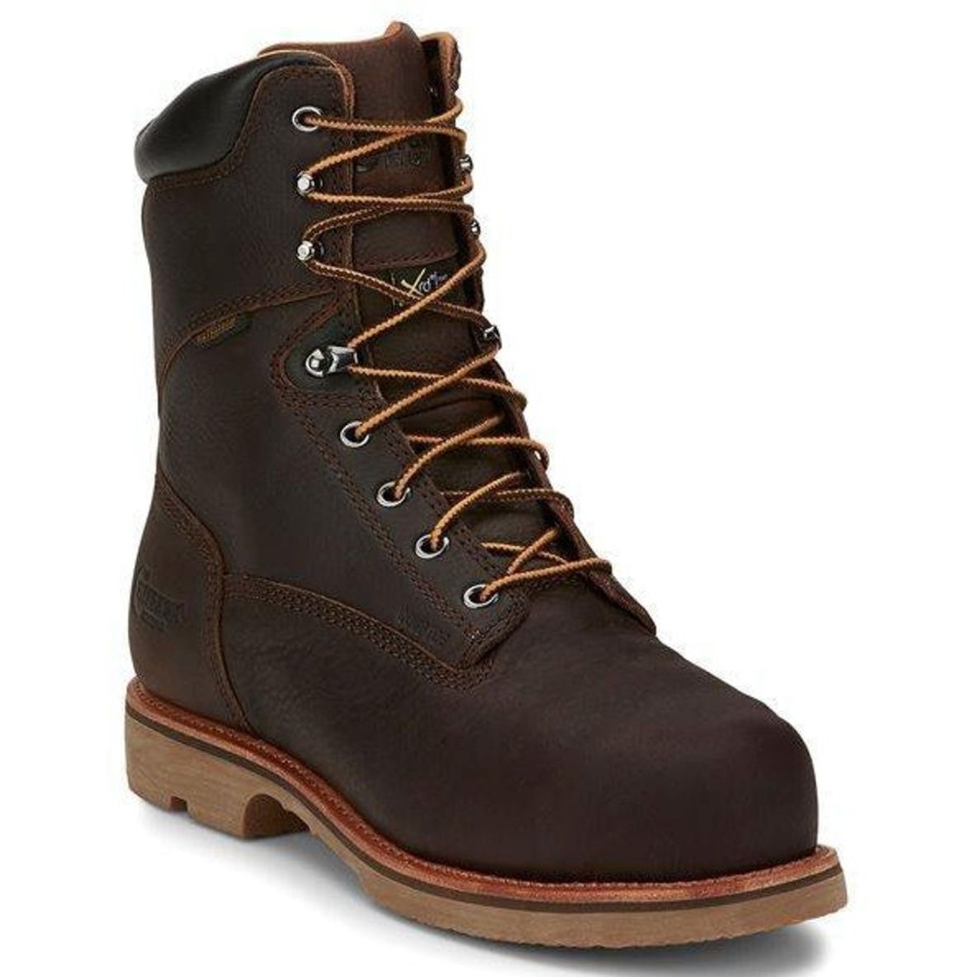 Men'S Chippewa | Chippewa Men'S Serious+ 8" Comp Toe Wp Metguard Pr Lace-Up Work Boot - 72311 Brown