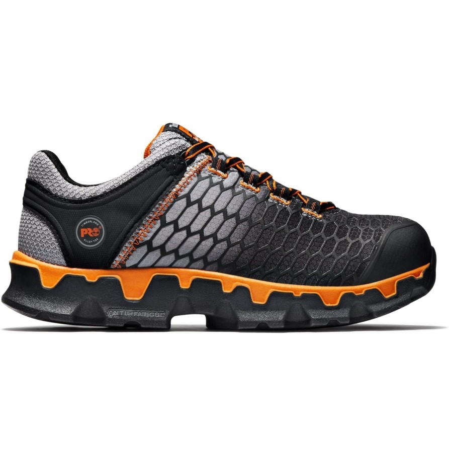 Men'S Timberland Pro | Timberland Pro Men'S Powertrain Sport Alloy Toe Work Shoe Tb0A1Gt9065 Grey Ripstop Nylon Orange