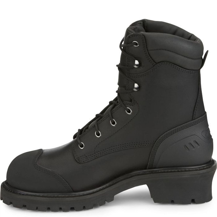 Men'S Chippewa | Chippewa Men'S Aldarion 8" Comp Toe Wp 400G Ins Logger Work Boot - 55058 Black