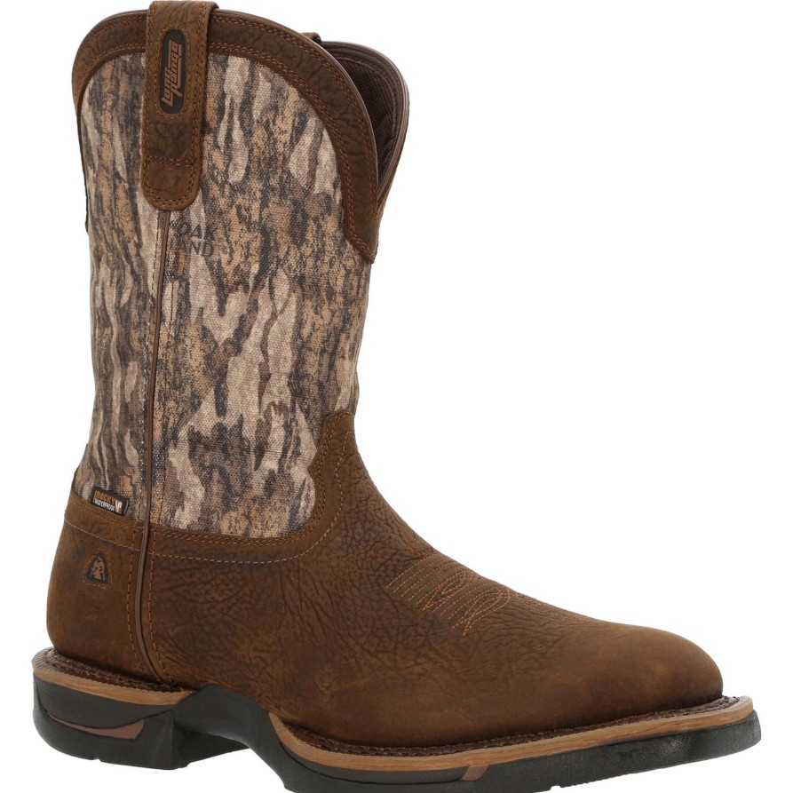 Men'S Rocky | Rocky Men'S Long Range 11" Square Toe Wp Western Work Boot - Rkw0358 Mossy Oak Bottomland